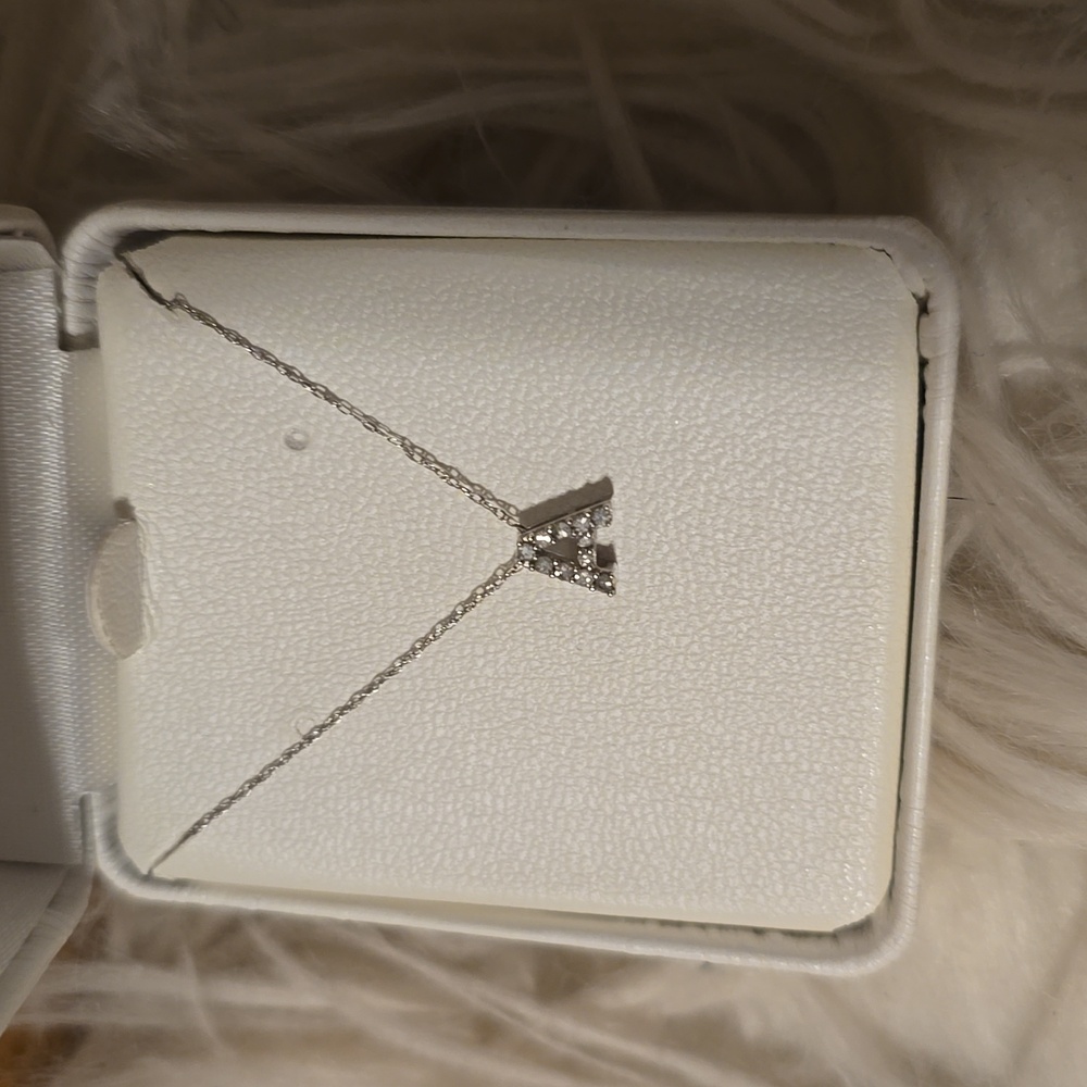 10K White Gold And Diamond "A" Initial Necklace - Picture 6 of 6